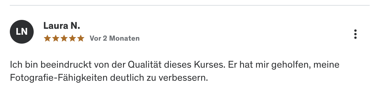 Fotografie Grundlagen Onlinekurs Rezension: Laura
